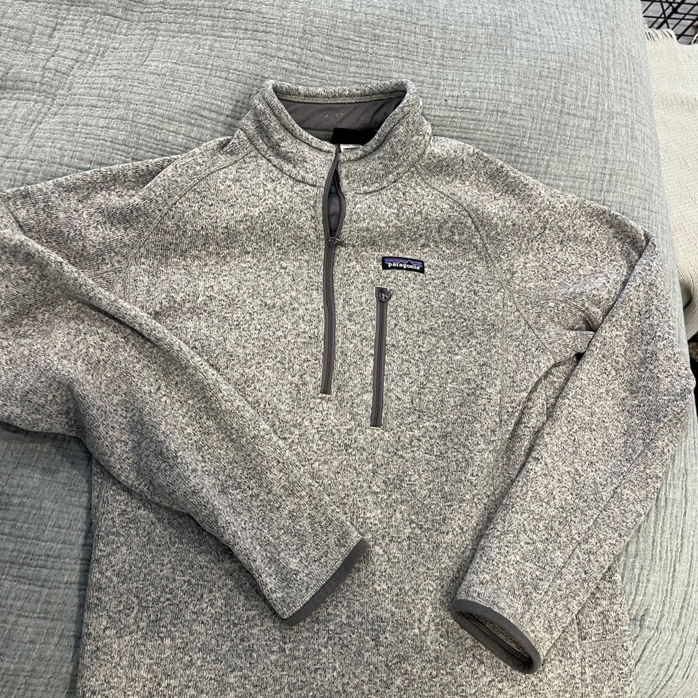 Patagonia Gray Zip Up Sweater with Fleece Texture